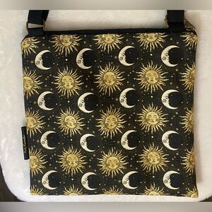 Sun and Moon Patterned Black and Gold Women's Bag